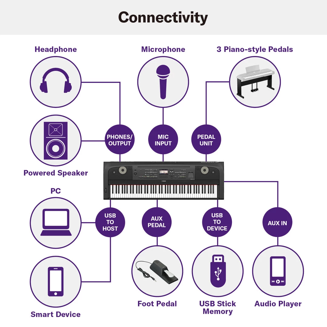 Digital Pianos Yamaha DGX-670 Portable Grand Piano, Black 6 Digital Pianos Yamaha DGX-670 Portable Grand Piano, Black