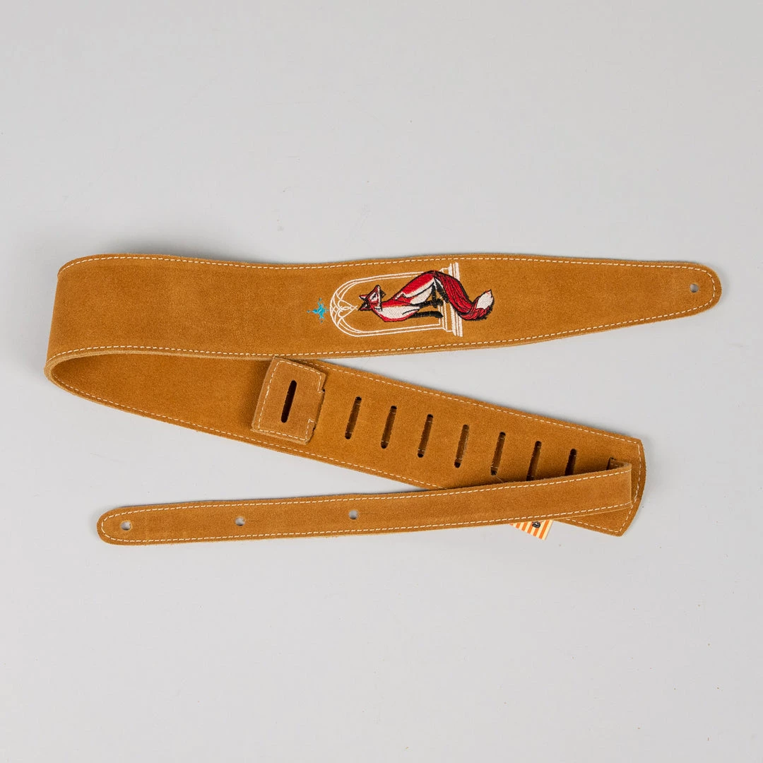 Fretted Accessories Henry Heller 2.5" Fox Embroidered Suede Guitar Strap 3 Fretted Accessories Henry Heller 2.5" Fox Embroidered Suede Guitar Strap