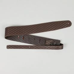 Fretted Accessories Henry Heller 2.5" Adjustable Quilted Garment Leather Guitar Strap, Brown