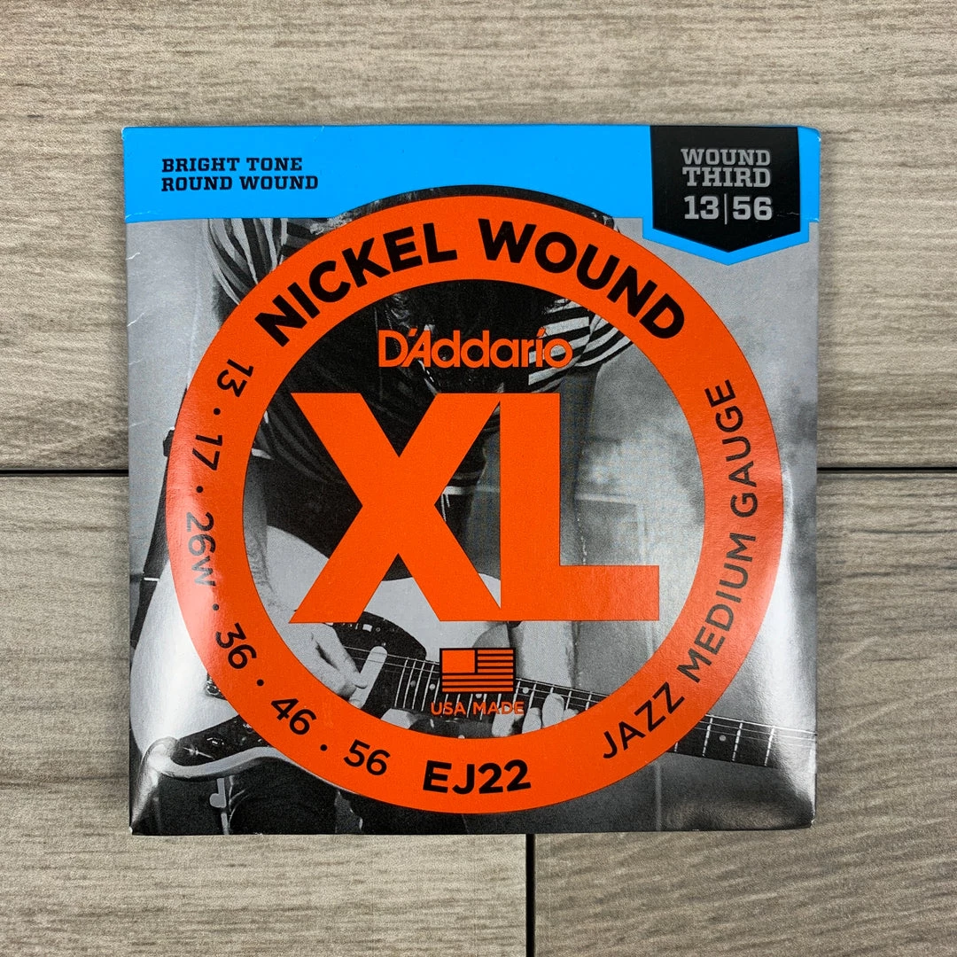 D'Addario EJ22 Nickel Wound Electric Guitar Strings, 13-56, (Wound Third) Jazz Medium Set String Sets 3 D'Addario EJ22 Nickel Wound Electric Guitar Strings, 13-56, (Wound Third) Jazz Medium Set String Sets