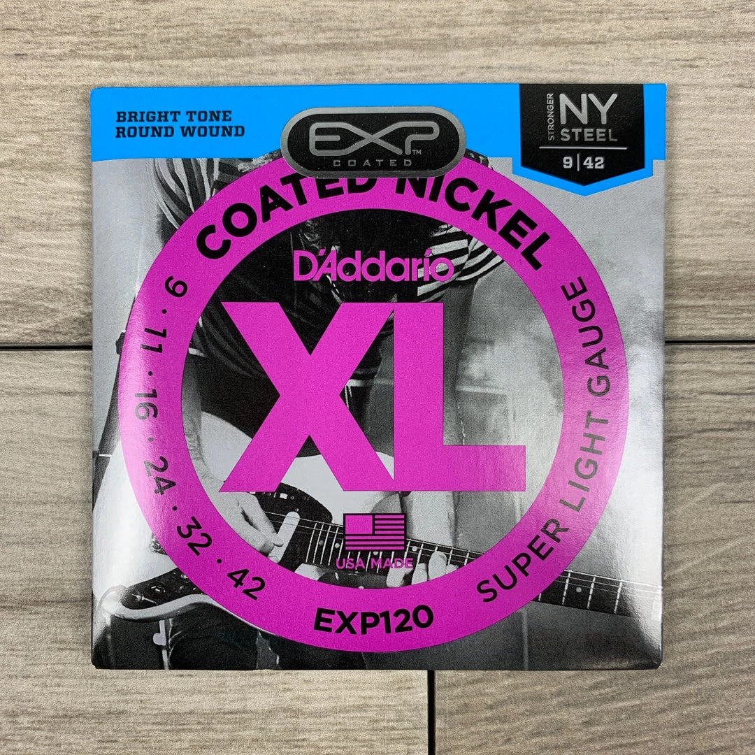 String Sets D'Addario EXP120 Coated Nickel Electric Guitar Strings, 09-42, Super Light 3 String Sets D'Addario EXP120 Coated Nickel Electric Guitar Strings, 09-42, Super Light