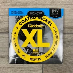 String Sets D'Addario EXP125 Coated Nickel Electric Guitar Strings, 09-46, Super Light Top/Regular Bottom
