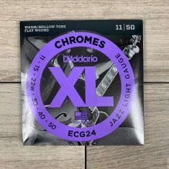 String Sets D'Addario ECG24 Chromes Flat Wound Electric Guitar Strings, 11-50, Jazz Light Set