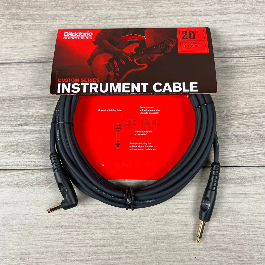 D'Addario Custom Series Instrument Cable, 1/4" Straight To Right Angle, 20ft Fretted Accessories 3 D'Addario Custom Series Instrument Cable, 1/4" Straight To Right Angle, 20ft Fretted Accessories