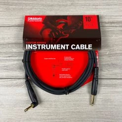 D'Addario Custom Series Instrument Cable, 1/4" Straight To Right Angle, 10ft Fretted Accessories