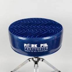 Drum Hardware Pork Pie Round Drum Throne, Blue Sparkle Sides/Blue Swirl Top 5 Drum Hardware Pork Pie Round Drum Throne, Blue Sparkle Sides/Blue Swirl Top