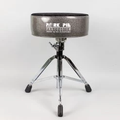 Drum Hardware Pork Pie Round Drum Throne, Charcoal Sides/Black Crush Top