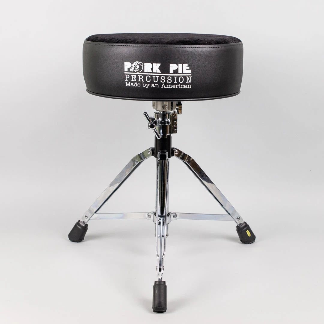 Drum Hardware Pork Pie Round Drum Throne, Black Sides/Black Crush Top 3 Drum Hardware Pork Pie Round Drum Throne, Black Sides/Black Crush Top
