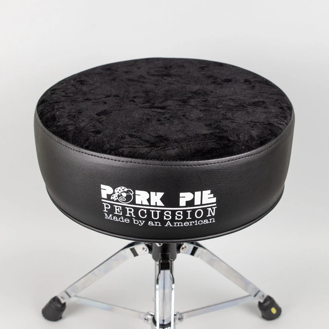 Drum Hardware Pork Pie Round Drum Throne, Black Sides/Black Crush Top 4 Drum Hardware Pork Pie Round Drum Throne, Black Sides/Black Crush Top