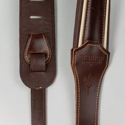 Taylor Century 2.5" Leather Guitar Strap, Cordovan/Cream/Cordovan Fretted Accessories