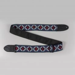 Paul Reed Smith Jacquard Hootenanny Style Guitar Strap In Red, White & Blue With Birds Fretted Accessories
