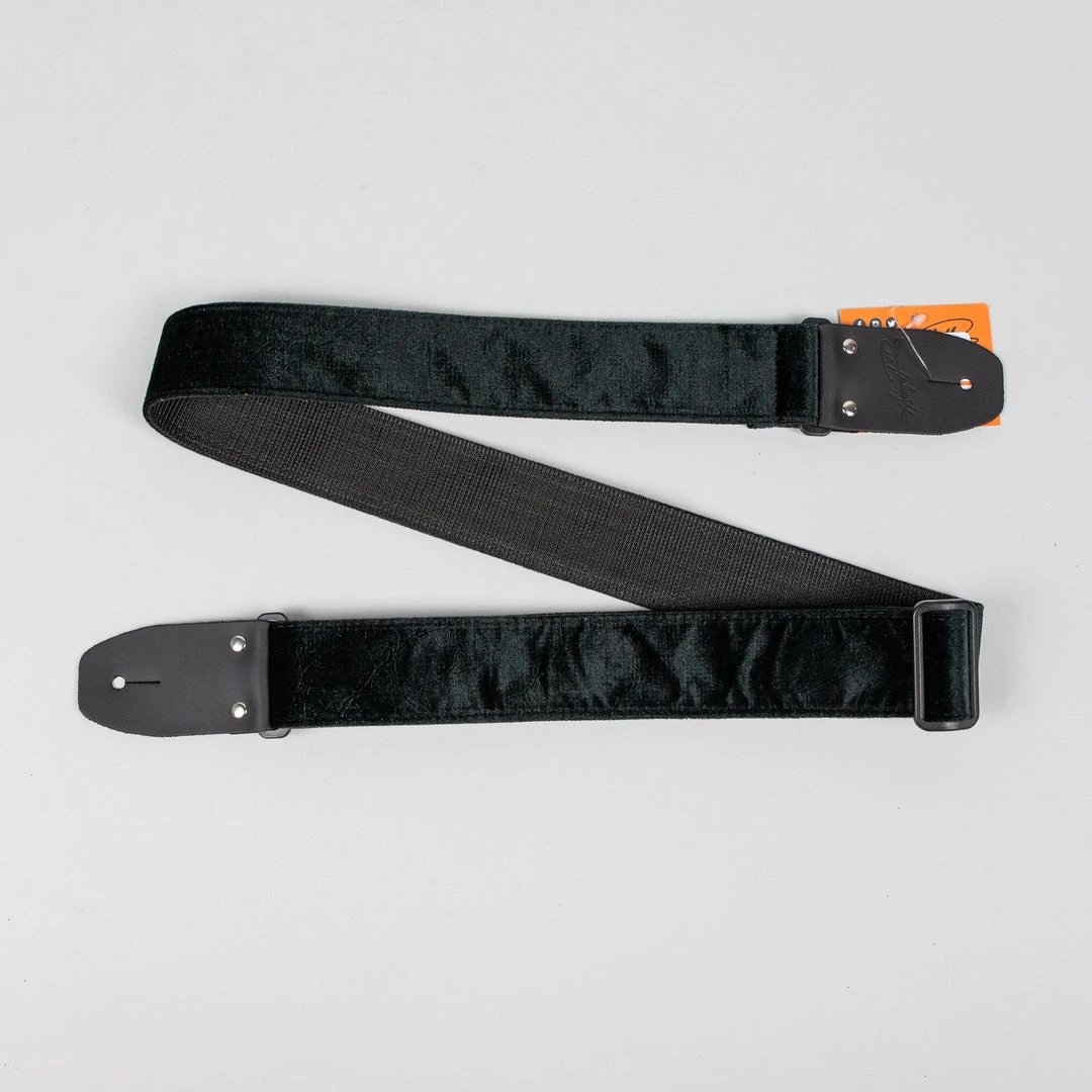 Henry Heller 2" Crushed Velvet Guitar Strap, Black Fretted Accessories 3 Henry Heller 2" Crushed Velvet Guitar Strap, Black Fretted Accessories