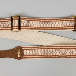 Taylor Academy Series White/Brown Jacquard Cotton Guitar Strap, 2" 5 Taylor Academy Series White/Brown Jacquard Cotton Guitar Strap, 2