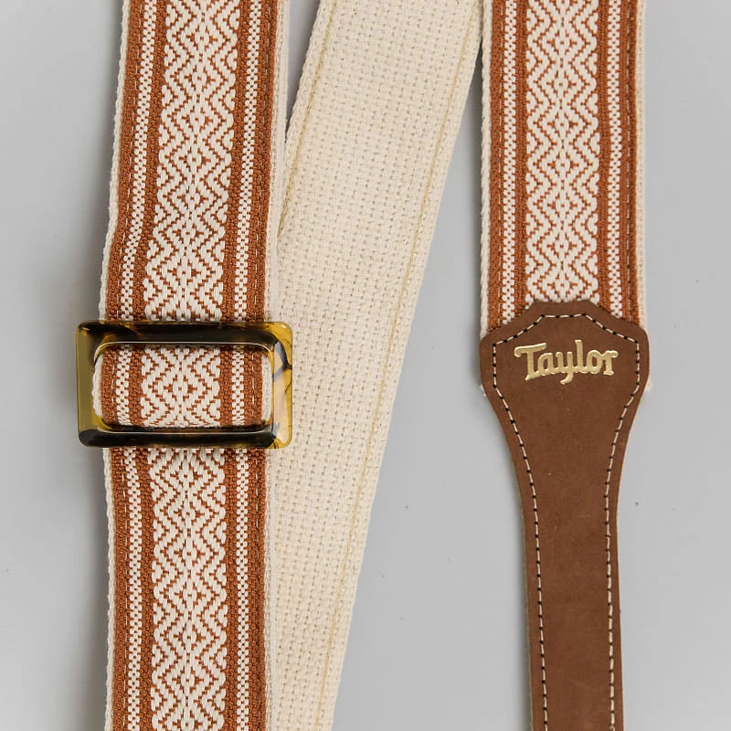 Taylor Academy Series White/Brown Jacquard Cotton Guitar Strap, 2" 3 Taylor Academy Series White/Brown Jacquard Cotton Guitar Strap, 2"