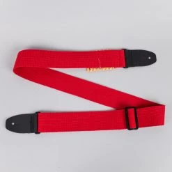 Fretted Accessories Henry Heller 2" Cotton Guitar Strap With Tri Glide And Leather Ends, Red