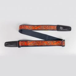 Fretted Accessories Lock-It Bob Masse Series 2" Soft Plush Poly Guitar Strap, Red Thistles