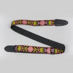 Henry Heller 2" Woven Jacquard Strap, Green And Pink Flowers