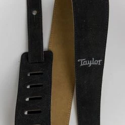 Taylor Black Embroidered Suede Guitar Strap, 2.5