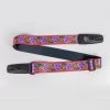 Fretted Accessories Lock-It Bob Masse Series 2" Soft Plush Poly Guitar Strap, Purple Flowers