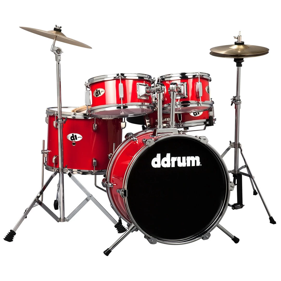 Drum Sets Ddrum D1 Junior 5-Piece Drum Set, Complete With Cymbals, In Candy Red 3 Drum Sets Ddrum D1 Junior 5-Piece Drum Set, Complete With Cymbals, In Candy Red