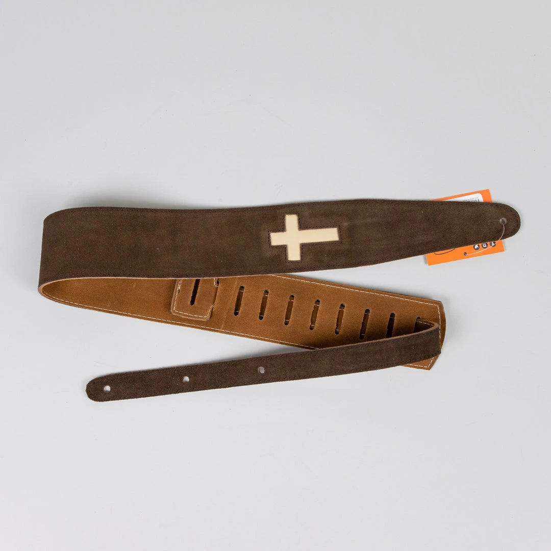 Henry Heller 2.5" Cross Series Brown/Bone Suede Guitar Strap 3 Henry Heller 2.5" Cross Series Brown/Bone Suede Guitar Strap