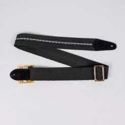 Fretted Accessories Henry Heller 2" Tort-O Herringbone Black Cotton With White Guitar Strap