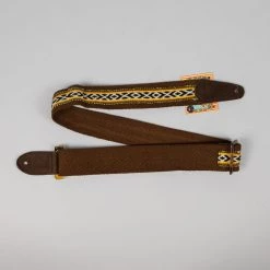 Fretted Accessories Henry Heller 2" Tort-O Herringbone Brown & Yellow Cotton Guitar Strap