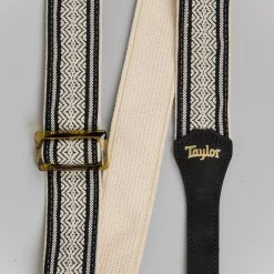 Fretted Accessories Taylor Academy Series White/Black Jacquard Cotton Guitar Strap, 2
