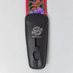 Fretted Accessories Lock-It Bob Masse Series 2" Soft Plush Poly Guitar Strap, Purple Flowers